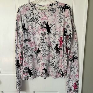 Marni Dancing Bunny’s Pink White Black Long Sleeve T Shirt Top Euro 48 US M/L